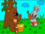 Bear and Rabbit Coloring Page Game Bear and Rabbit Coloring Page Game